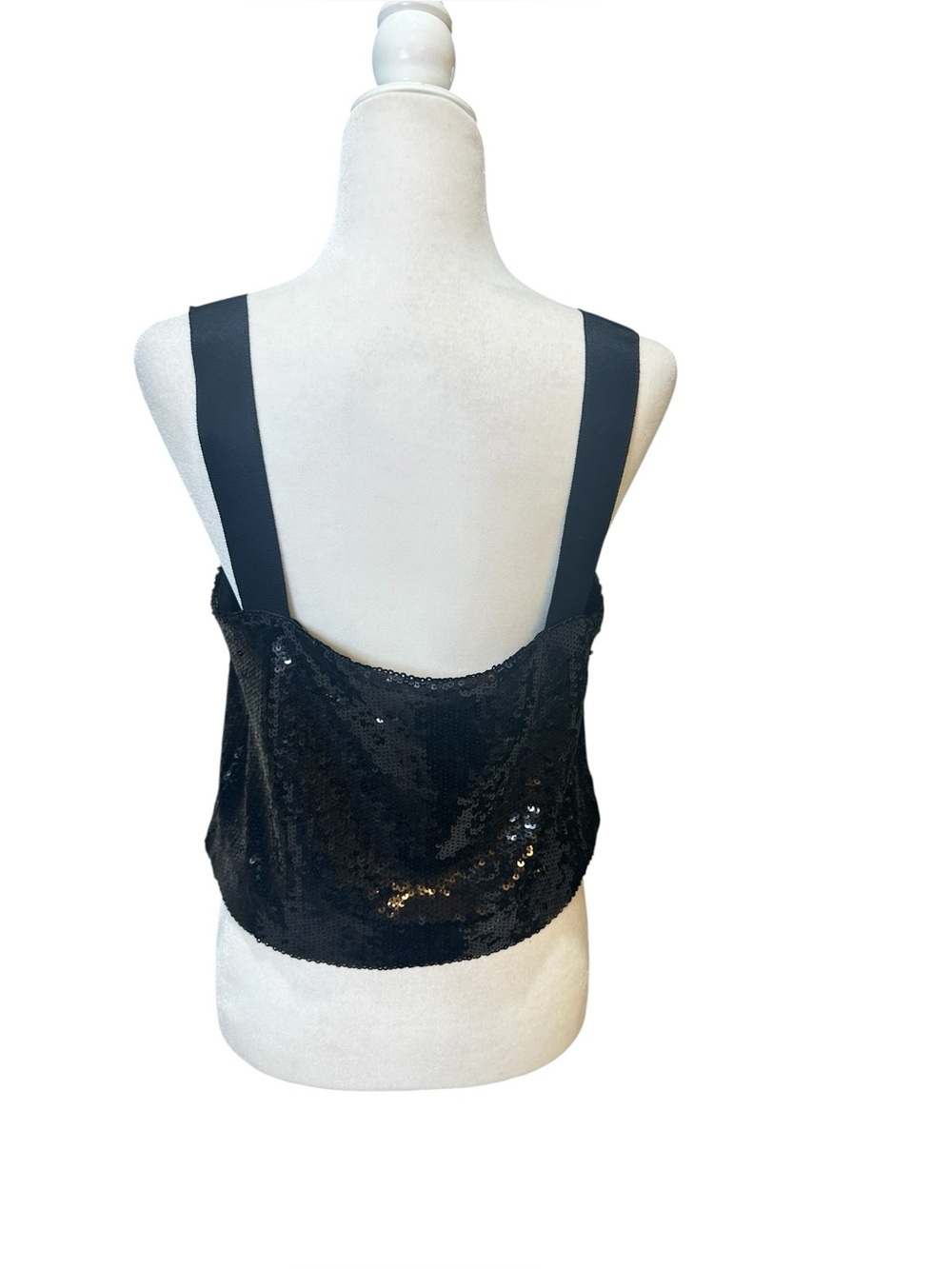 Veronica Beard Black Sequin Square Neck Camisole Tank Evening Sparkle - Picture 4 of 6